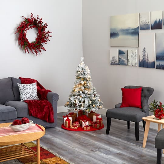 4ft. Pre-Lit White River Mountain Pine Artificial Christmas Tree, Clear LED Lights